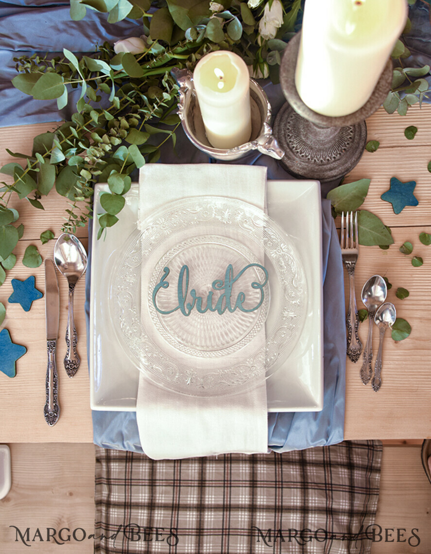 PLACE CARDS / TABLE CARDS Acrylic Gold Clear / Wood 3D Custom Wedding 3D Wooden Place Cards, Rustic Name Wooden Escort Cards, Boho Laser Cut Name Cards, Dusty Blue Laser Cut Guest Names Wedding Cards, Editable Text