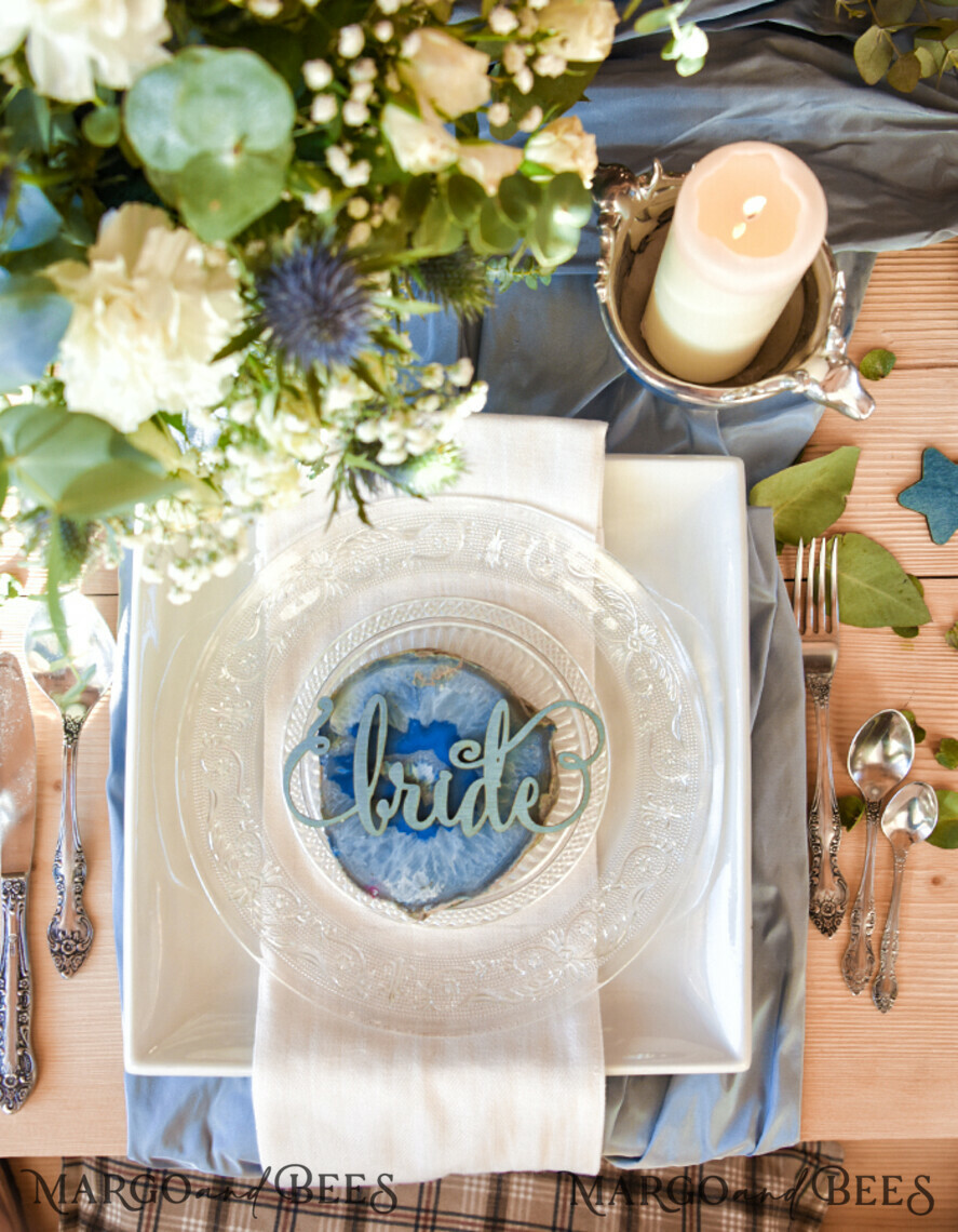 PLACE CARDS / TABLE CARDS Acrylic Gold Clear / Wood 3D Custom Wedding 3D Wooden Place Cards, Rustic Name Wooden Escort Cards, Boho Laser Cut Name Cards, Dusty Blue Laser Cut Guest Names Wedding Cards, Editable Text