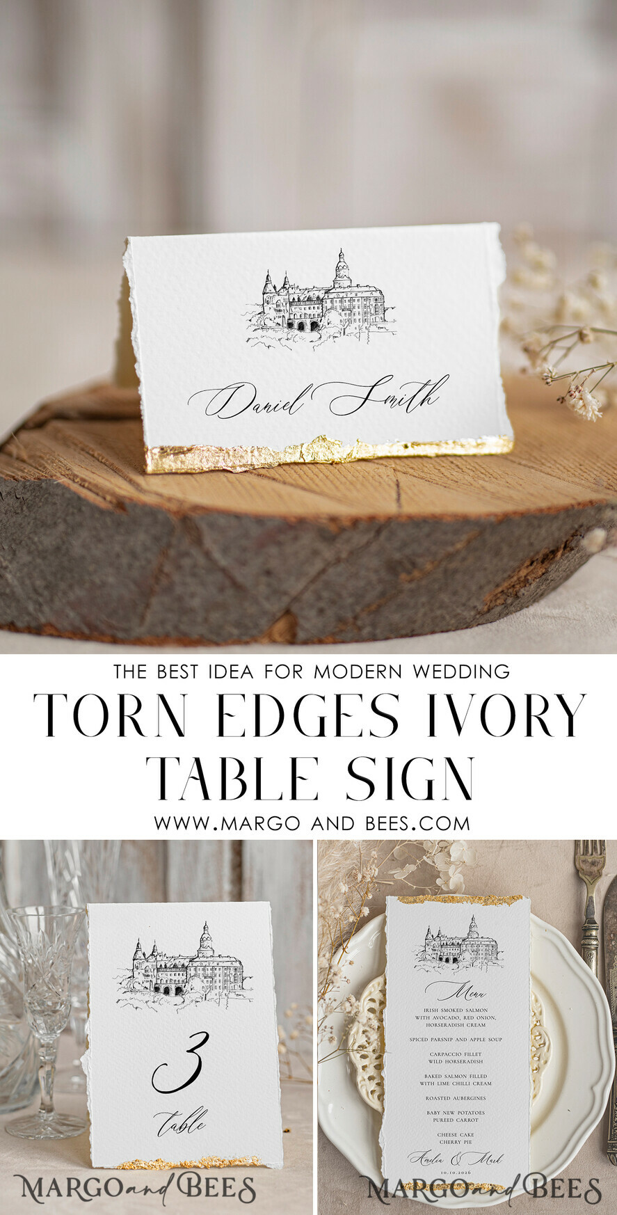 PLACE CARDS / TABLE CARDS Luxury Premium Glitter/ Gold/ Silver/ Rose Gold Venue Sketch Torn Edges Wedding Place Cards, Small Table Cards with Gold Foil Border, Tent Cards, Escort Cards, Name Cards, Table name cards, Personalized wedding decor, Editable Text