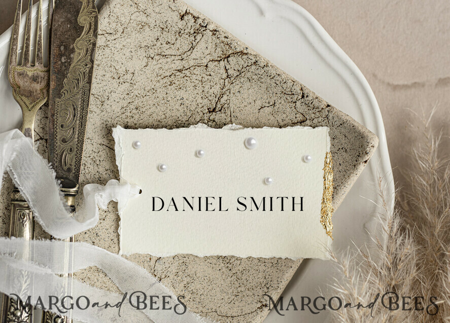 PLACE CARDS / TABLE CARDS Luxury Premium Glitter/ Gold/ Silver/ Rose Gold Luxury Handmade Wedding Place Card with Gold Foil & Pearls, Small Table Cards with delicate ribbon, Tent Cards, Escort Cards, Name Cards, Personalized wedding decor, Editable Text