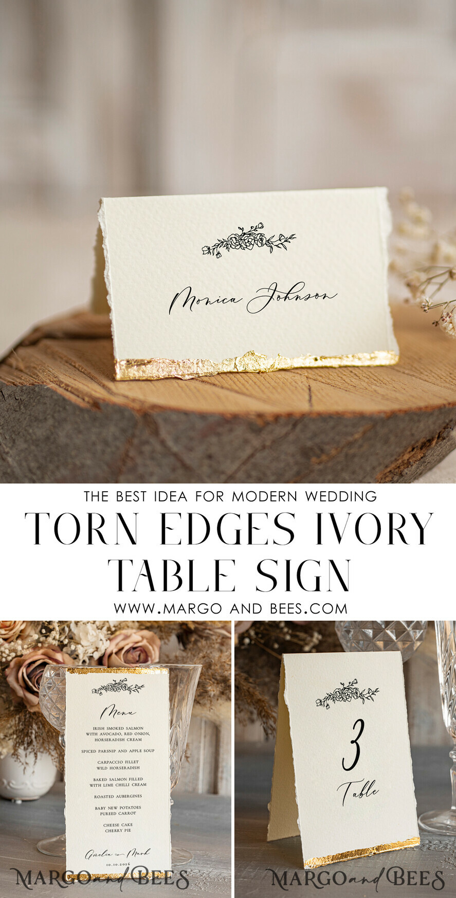 PLACE CARDS / TABLE CARDS Luxury Premium Glitter/ Gold/ Silver/ Rose Gold Elegant Torn Edges Ivory Wedding Place Cards, Small Table Cards with Gold Foil Border, Tent Cards, Escort Cards, Name Cards, Ecru Table name cards, Personalized wedding decor, Editable Text