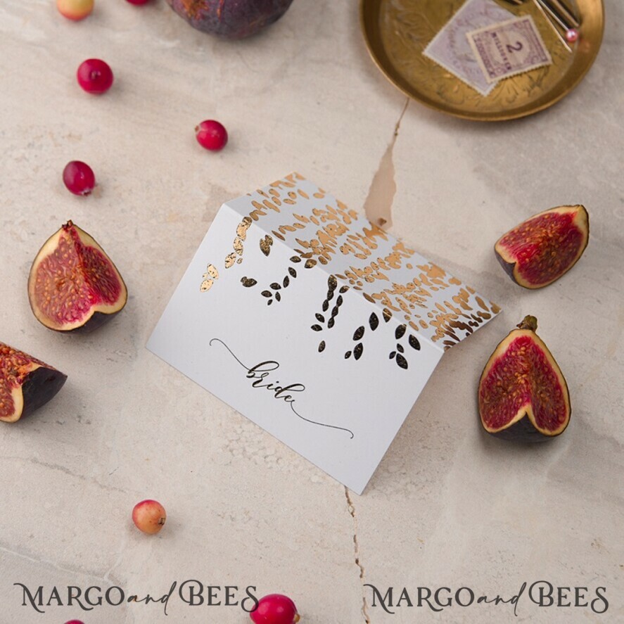 PLACE CARDS / TABLE CARDS Luxury Premium Glitter/ Gold/ Silver/ Rose Gold Modern White Wedding Place Cards, White Wedding Escort Card with Gold Printout, Elegant place cards, Wedding Table Name cards, Personalized wedding decoration