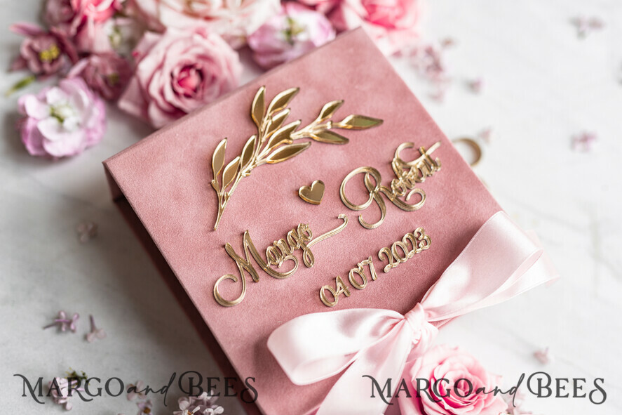 RING BEARER BOXES & PILLOWS Velvet ring box for wedding ceremony Ring Box for Wedding Ceremony 3 rings, Blush Pink Golden velvet Wedding Ring Box for ceremony ceremony velvet, Glamour Wedding Ring Boxes his hers, Luxury Velvet Ring box double Custom Colors