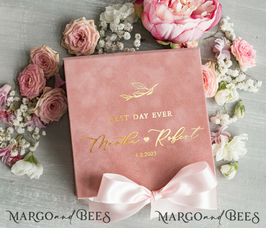 RING BEARER BOXES & PILLOWS Velvet ring box for wedding ceremony Luxury Velvet Wedding rings Box, Elegant Wedding Box velvet blush Pink, Delicate And Handmade Wedding rings Box