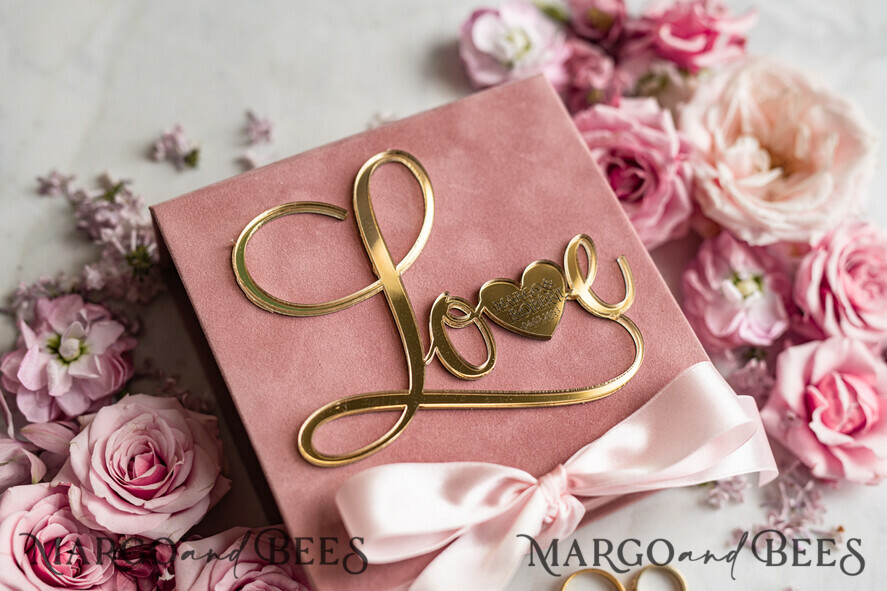 RING BEARER BOXES & PILLOWS Velvet ring box for wedding ceremony Ring Box for Wedding Ceremony 3 rings, Blush Pink Golden velvet Wedding Ring Box for ceremony ceremony velvet, Glamour Wedding Ring Boxes his hers, Luxury Velvet Ring box double Custom Colors