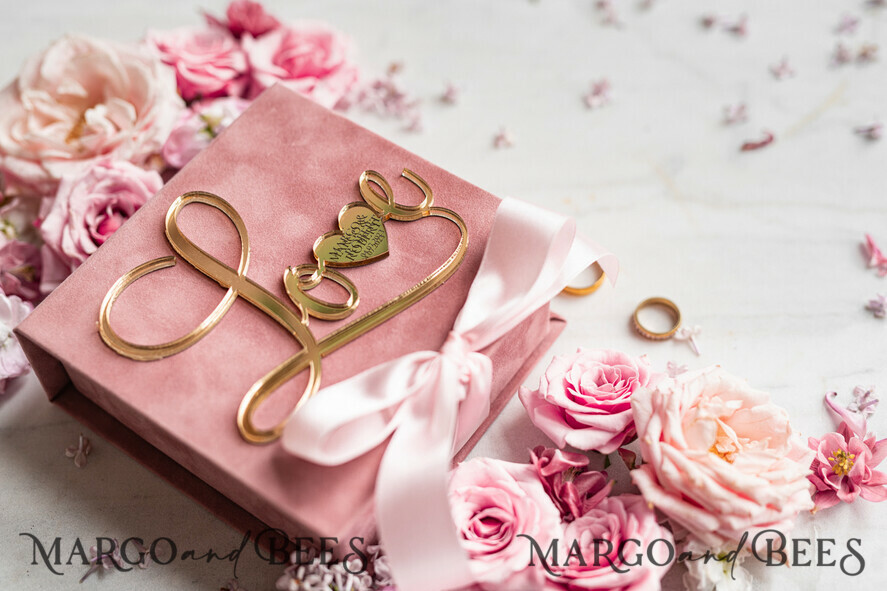 RING BEARER BOXES & PILLOWS Velvet ring box for wedding ceremony Ring Box for Wedding Ceremony 3 rings, Blush Pink Golden velvet Wedding Ring Box for ceremony ceremony velvet, Glamour Wedding Ring Boxes his hers, Luxury Velvet Ring box double Custom Colors