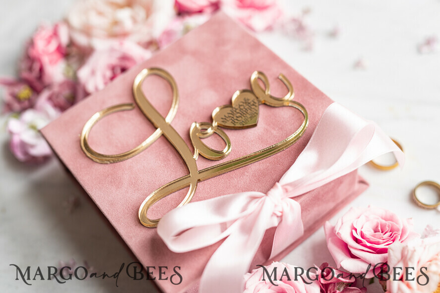 RING BEARER BOXES & PILLOWS Velvet ring box for wedding ceremony Ring Box for Wedding Ceremony 3 rings, Blush Pink Golden velvet Wedding Ring Box for ceremony ceremony velvet, Glamour Wedding Ring Boxes his hers, Luxury Velvet Ring box double Custom Colors