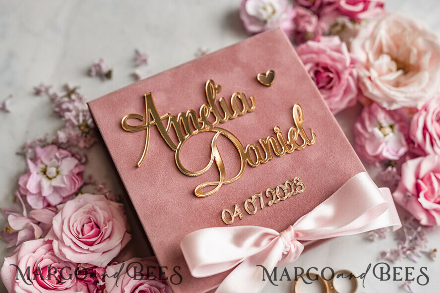 RING BEARER BOXES & PILLOWS Velvet ring box for wedding ceremony Personalised wedding Ring box • Blush Pink Golden velvet Wedding Ring Box for ceremony ceremony velvet, Boho Glam Wedding Ring Boxes his hers, Luxury Velvet Ring box double Custom Colors