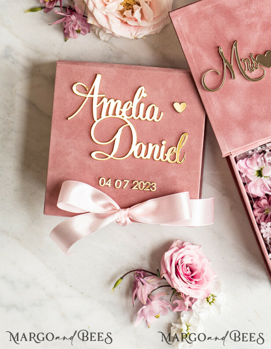 RING BEARER BOXES & PILLOWS Velvet ring box for wedding ceremony Personalised wedding Ring box • Blush Pink Golden velvet Wedding Ring Box for ceremony ceremony velvet, Boho Glam Wedding Ring Boxes his hers, Luxury Velvet Ring box double Custom Colors