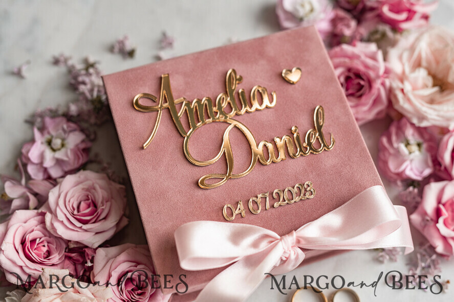 RING BEARER BOXES & PILLOWS Velvet ring box for wedding ceremony Personalised wedding Ring box • Blush Pink Golden velvet Wedding Ring Box for ceremony ceremony velvet, Boho Glam Wedding Ring Boxes his hers, Luxury Velvet Ring box double Custom Colors