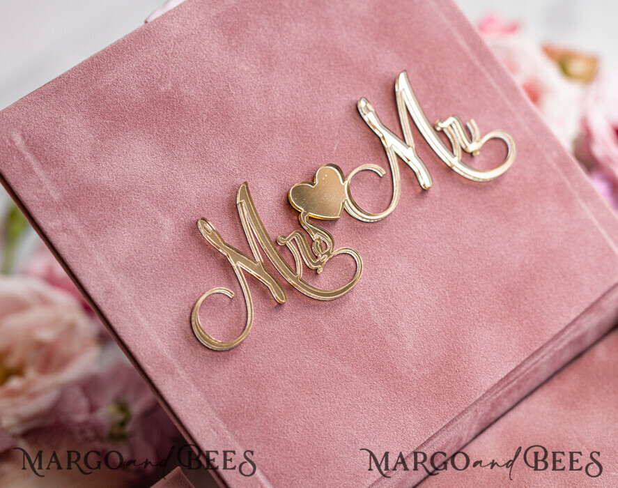 RING BEARER BOXES & PILLOWS Velvet ring box for wedding ceremony Ring Box for Wedding Ceremony 3 rings, Blush Pink Golden velvet Wedding Ring Box for ceremony, Boho Glam Wedding Ring Boxes his hers, Luxury Velvet Ring box double Custom Colors