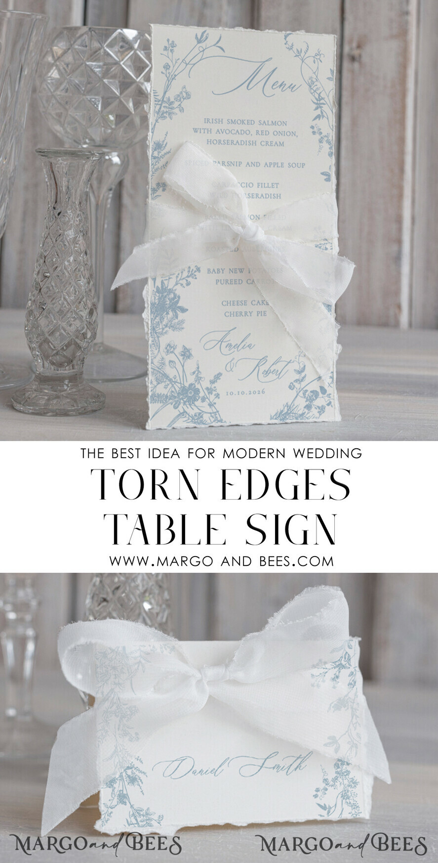 TABLE DECOR SIGNS glitter Elegant Hand Torn Edge with silk ribbon Wedding Table Number – Luxury Vintage Tent Card