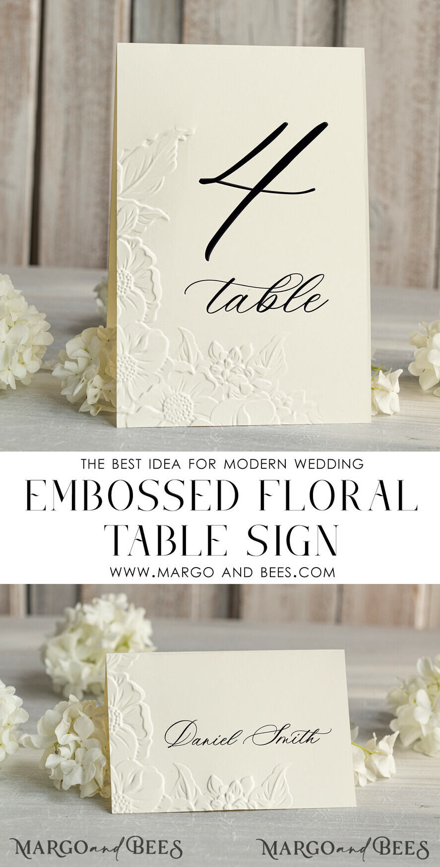 TABLE DECOR SIGNS glitter Elegant Wedding Table Number Card with Embossed Floral Design – Ivory Textured Paper, Folded Tent Style, Classic Font, Luxury Reception Decor