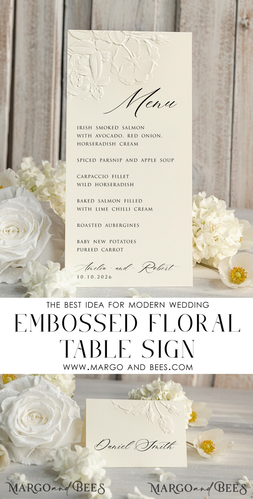 TABLE DECOR SIGNS glitter Elegant Wedding Table Number Card with Embossed Floral Design – Ivory Textured Paper, Folded Tent Style, Classic Font, Luxury Reception Decor