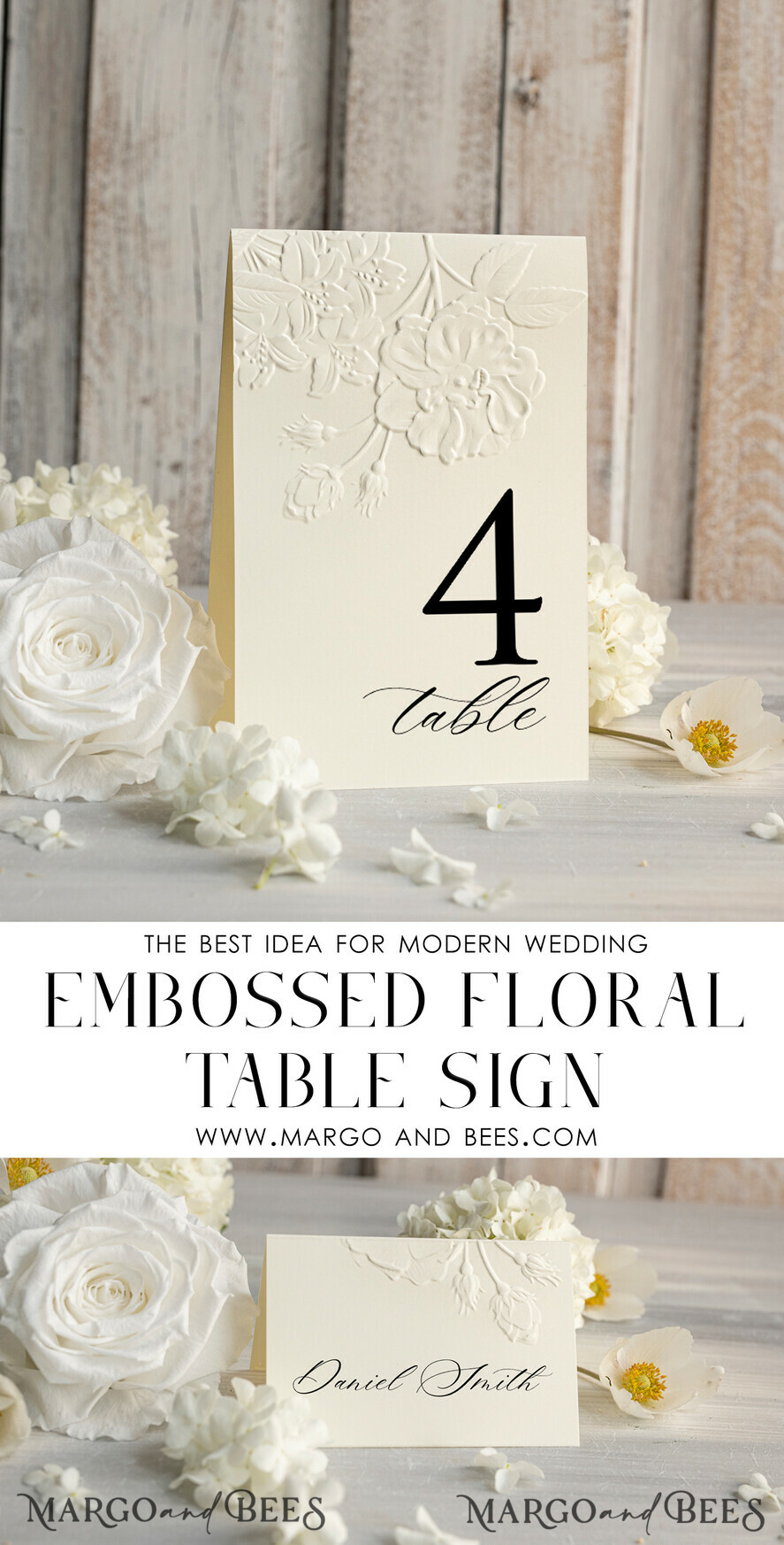 TABLE DECOR SIGNS glitter Elegant Wedding Table Number Card with Embossed Floral Design – Ivory Textured Paper, Folded Tent Style, Classic Font, Luxury Reception Decor