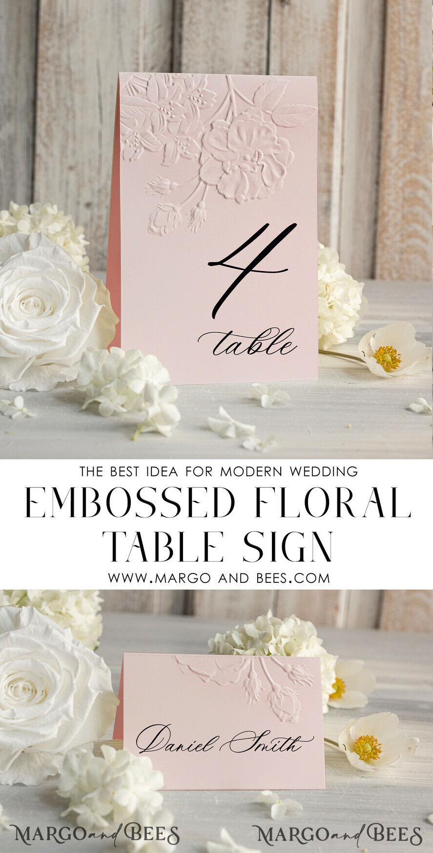 TABLE DECOR SIGNS glitter Elegant Wedding Table Number Card with Embossed Floral Design Blush Pink Textured Paper, Folded Tent Style, Classic Font, Luxury Reception Decor
