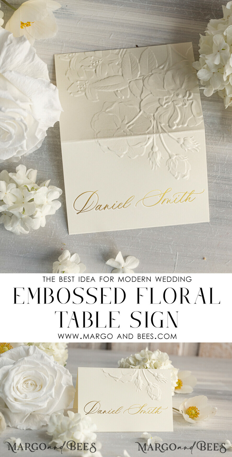 TABLE DECOR SIGNS glitter Elegant Gold Wedding Table Number Card with Embossed Floral Design, Ivory Textured Paper, Folded Tent Style, Classic Font, Luxury Reception Decor
