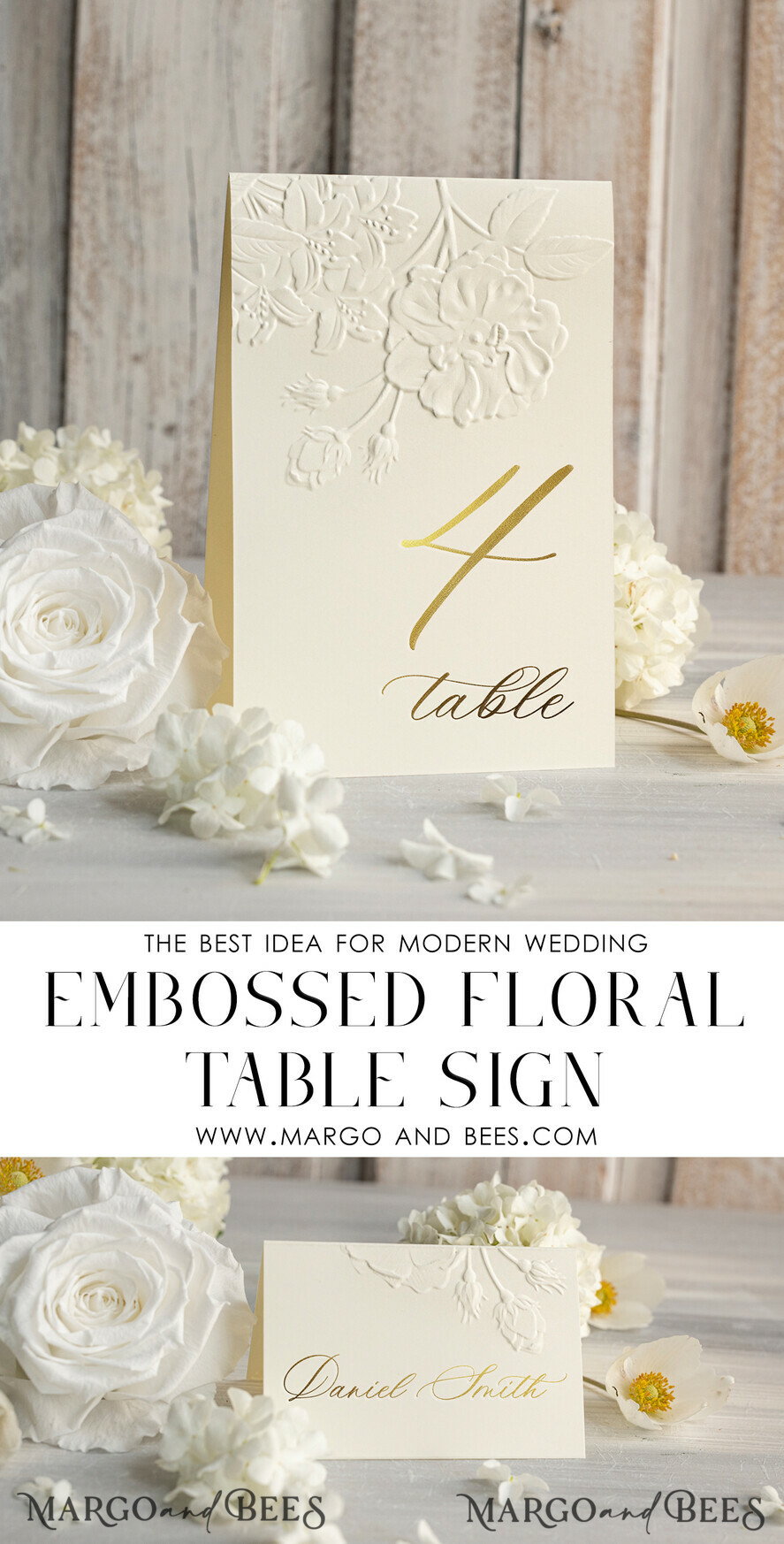 TABLE DECOR SIGNS glitter Elegant Gold Wedding Table Number Card with Embossed Floral Design, Ivory Textured Paper, Folded Tent Style, Classic Font, Luxury Reception Decor