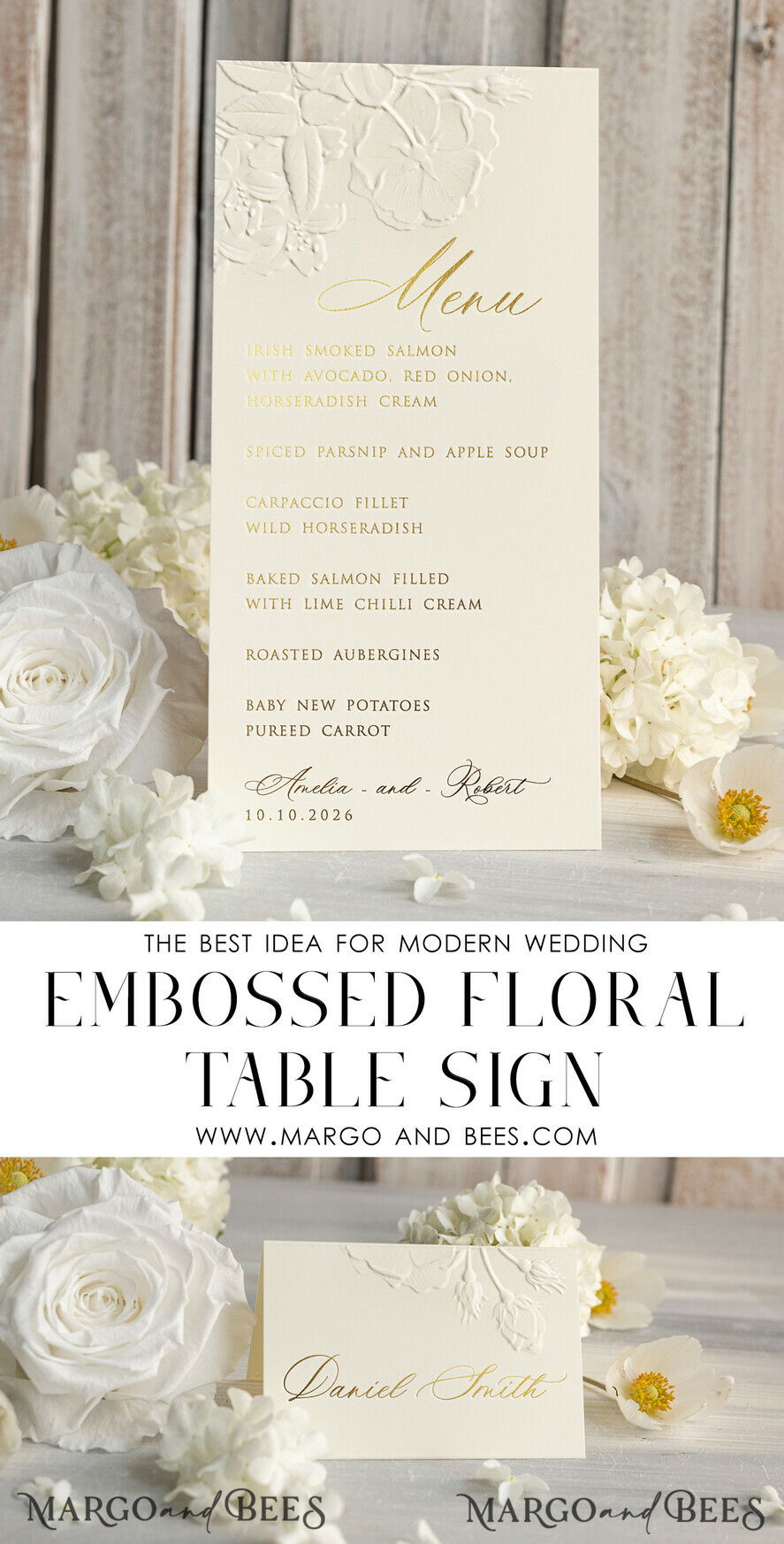 TABLE DECOR SIGNS glitter Elegant Gold Wedding Table Number Card with Embossed Floral Design, Ivory Textured Paper, Folded Tent Style, Classic Font, Luxury Reception Decor