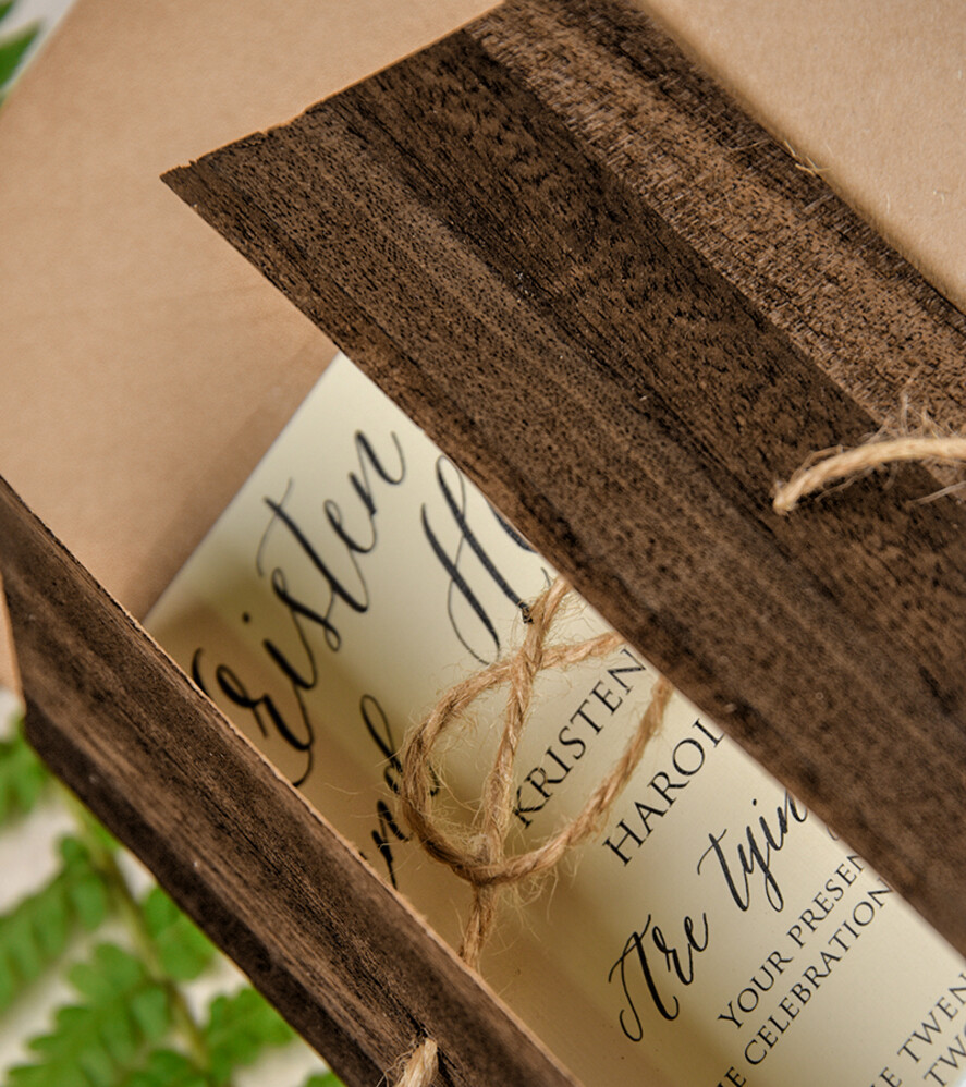 Wedding invitations designs, wood magnet invites
