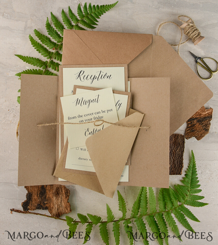 Wedding invitations designs, wood magnet invites