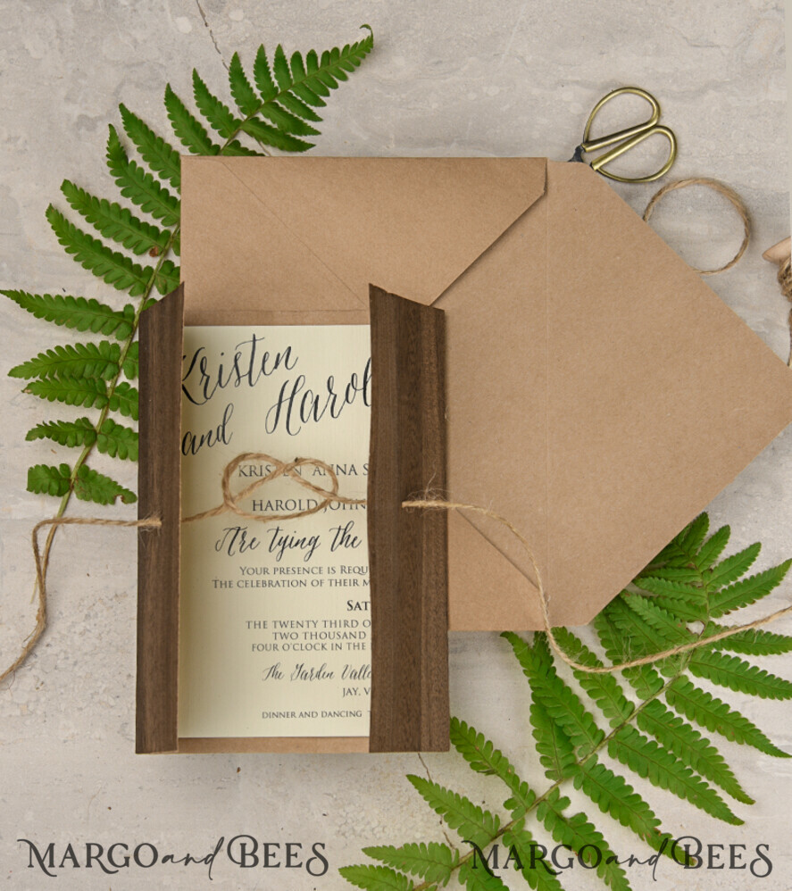 Wedding invitations designs, wood magnet invites