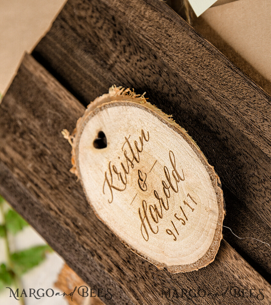 Wedding invitations designs, wood magnet invites