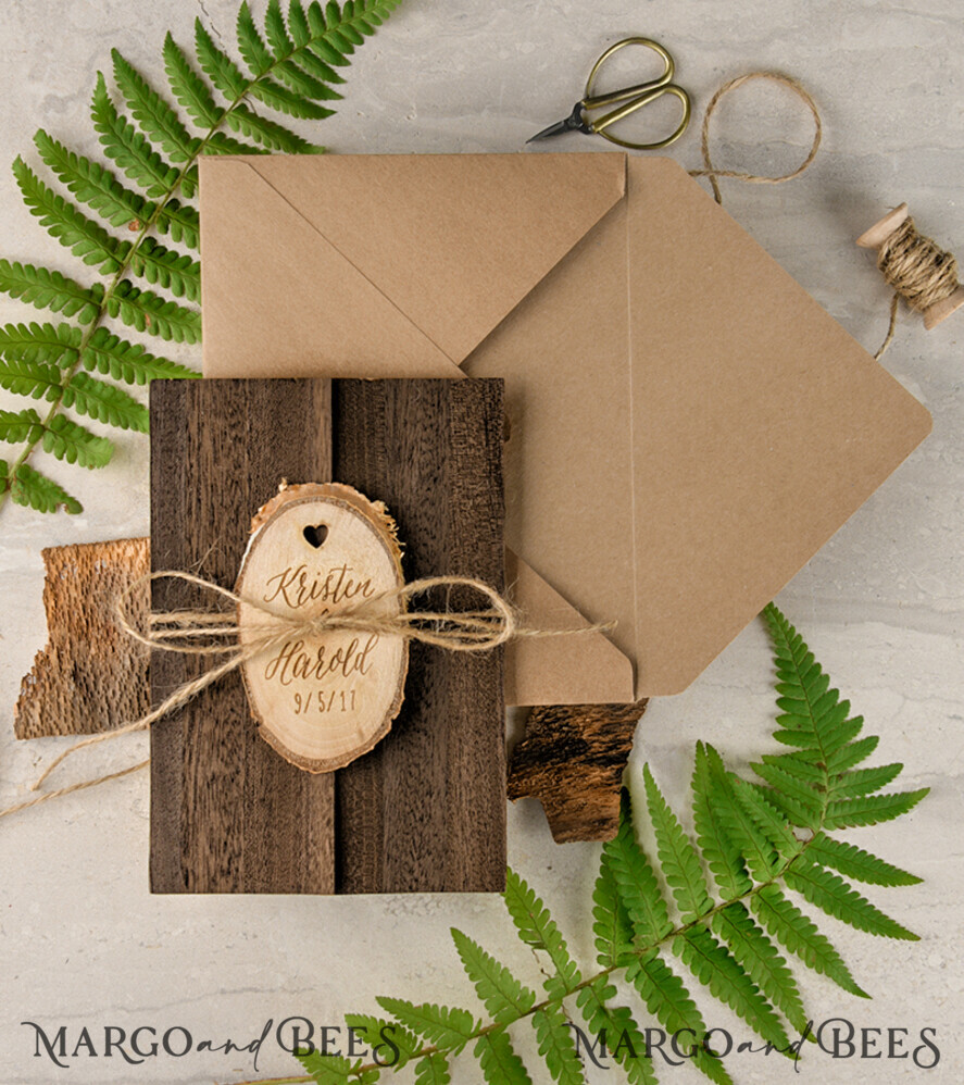 Wedding invitations designs, wood magnet invites