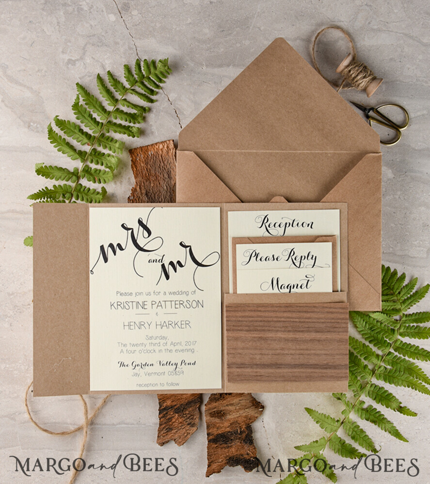 Stunning wedding invitations, wood magnet invites