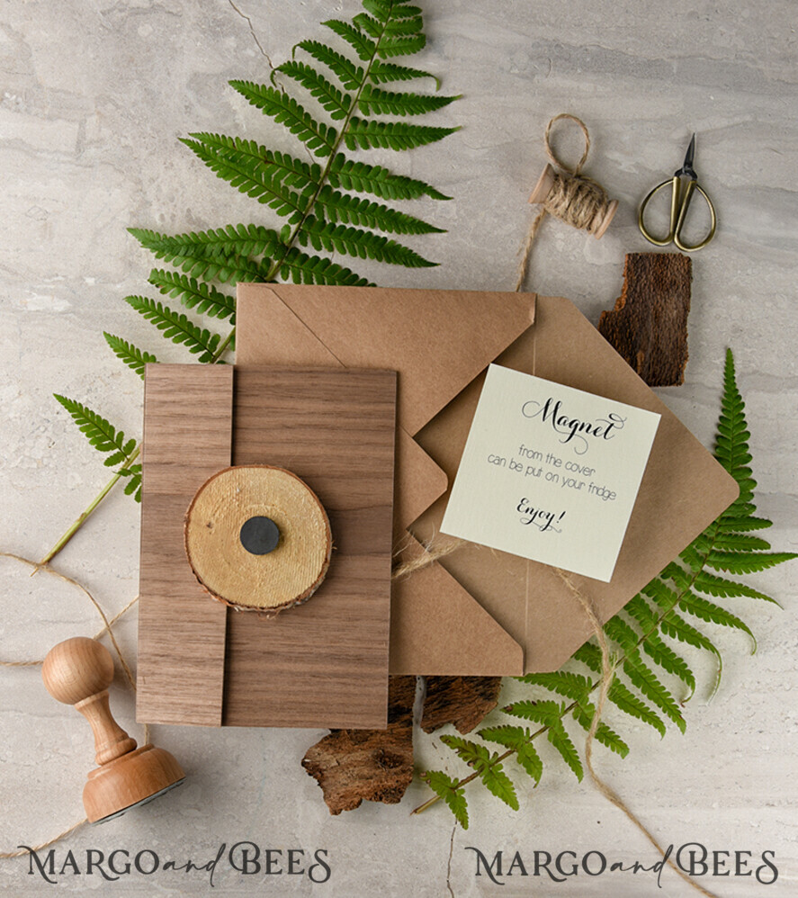 Stunning wedding invitations, wood magnet invites