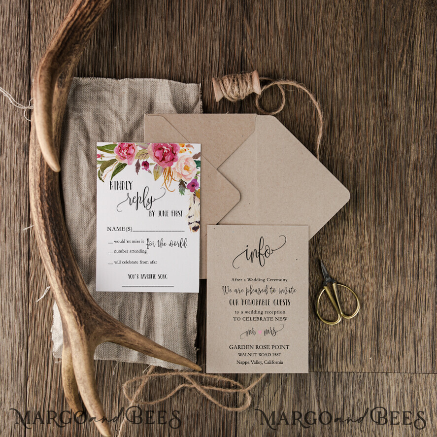 WEDDING INVITATIONS Modern Invites Floral Cards wedding invitations suite summer