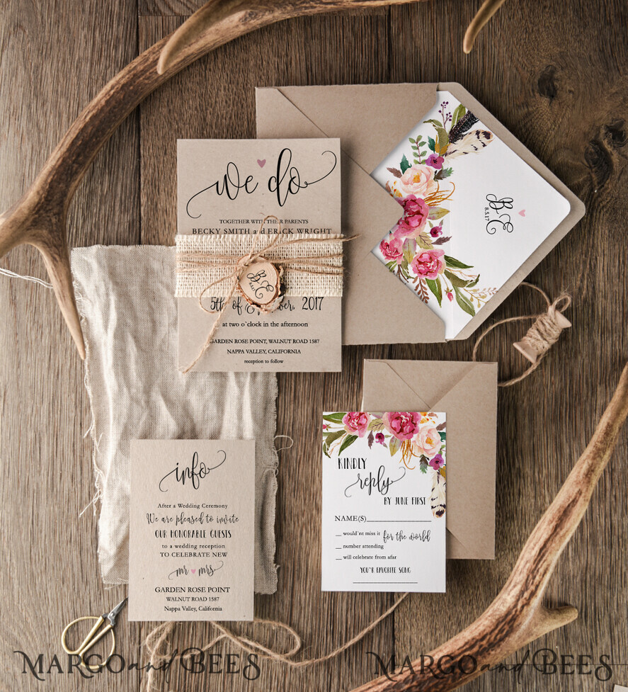 WEDDING INVITATIONS Modern Invites Floral Cards wedding invitations suite summer