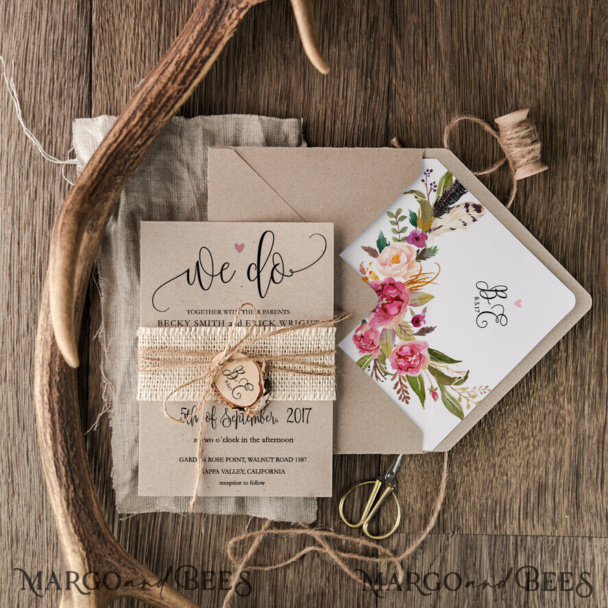 WEDDING INVITATIONS Modern Invites Floral Cards wedding invitations suite summer
