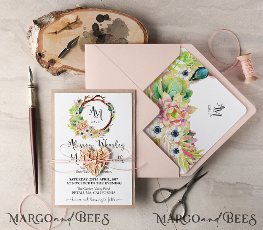 WEDDING INVITATIONS Modern Invites Floral Cards wedding invitation suite botanical