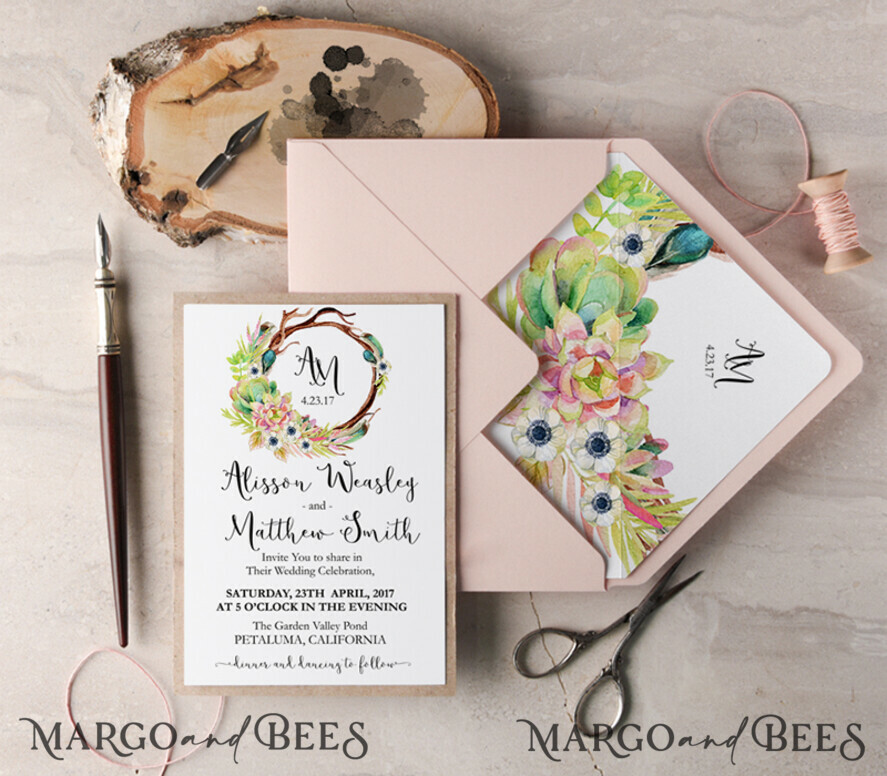 WEDDING INVITATIONS Modern Invites Floral Cards wedding invitation suite botanical