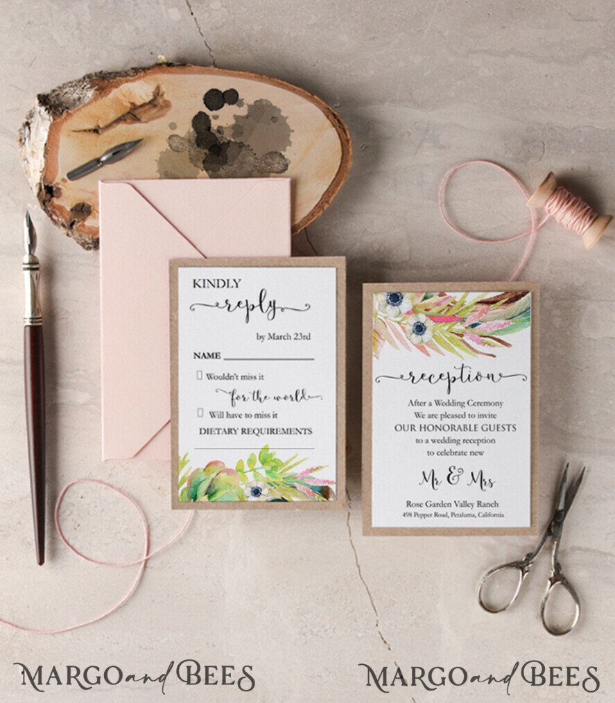 WEDDING INVITATIONS Modern Invites Floral Cards wedding invitation suite botanical