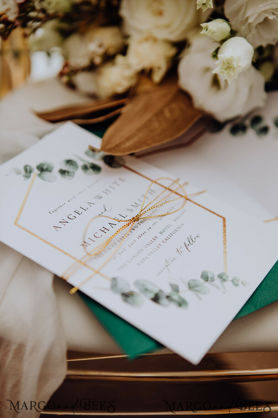 WEDDING INVITATIONS Modern Invites Floral Cards Eucalyptus green wedding invitations cards vintage floral stationery