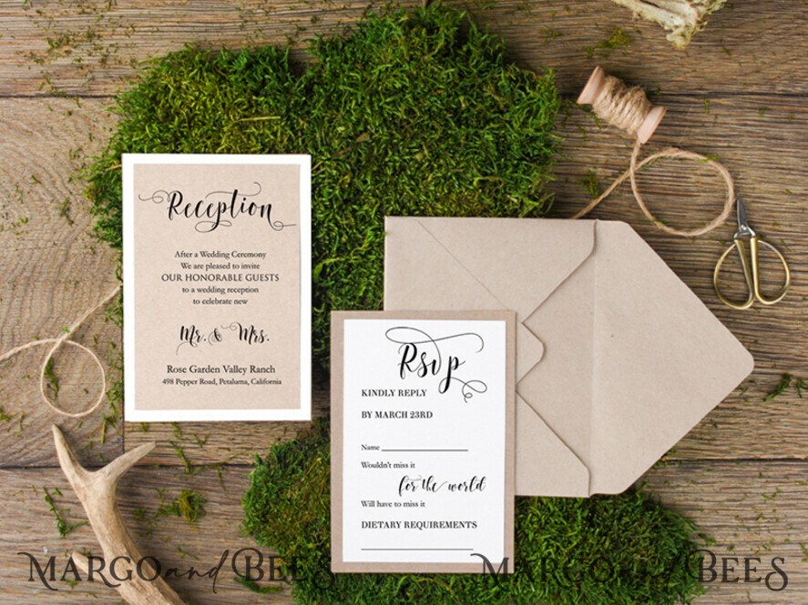 WEDDING INVITATIONS Modern Invites Floral Cards Rustic Wedding Invitations Forest Invites Personalized Fern Stationery