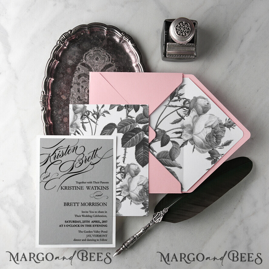 WEDDING INVITATIONS Modern Invites Floral Cards wedding stationery vintage