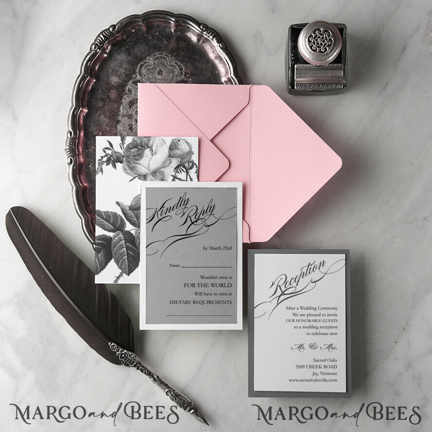 WEDDING INVITATIONS Modern Invites Floral Cards wedding stationery vintage