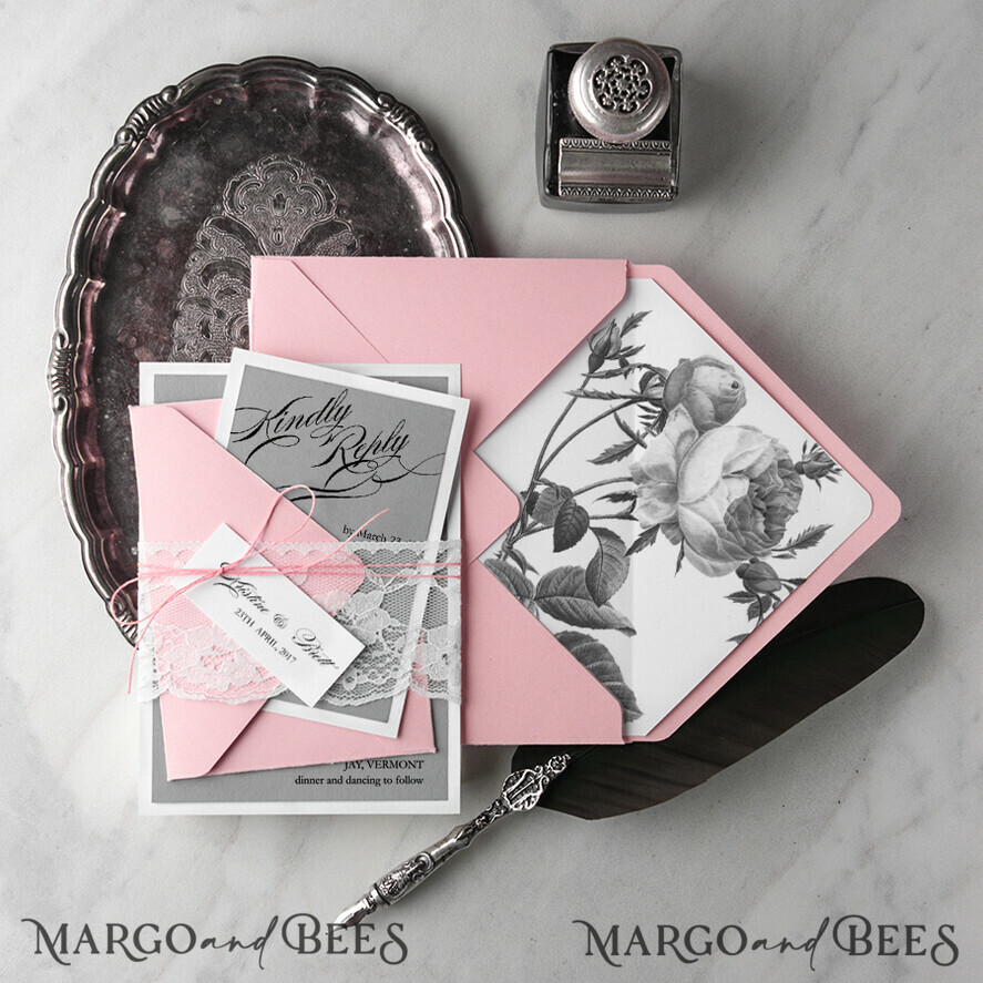 WEDDING INVITATIONS Modern Invites Floral Cards wedding stationery vintage