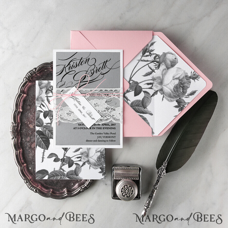 WEDDING INVITATIONS Modern Invites Floral Cards wedding stationery vintage