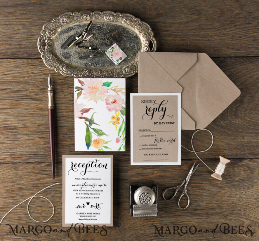WEDDING INVITATIONS Modern Invites Floral Cards wedding invites botanic