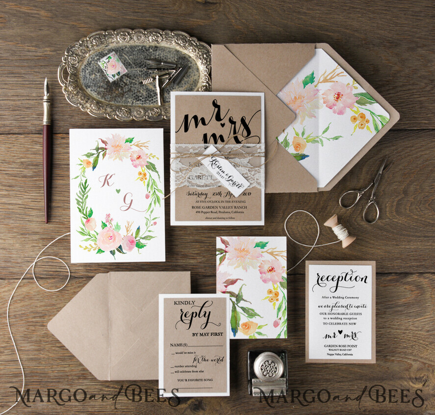 WEDDING INVITATIONS Modern Invites Floral Cards wedding invites botanic