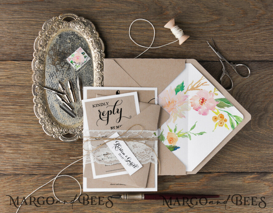WEDDING INVITATIONS Modern Invites Floral Cards wedding invites botanic