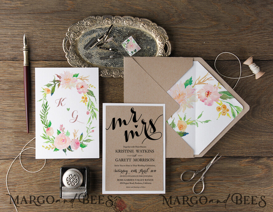WEDDING INVITATIONS Modern Invites Floral Cards wedding invites botanic