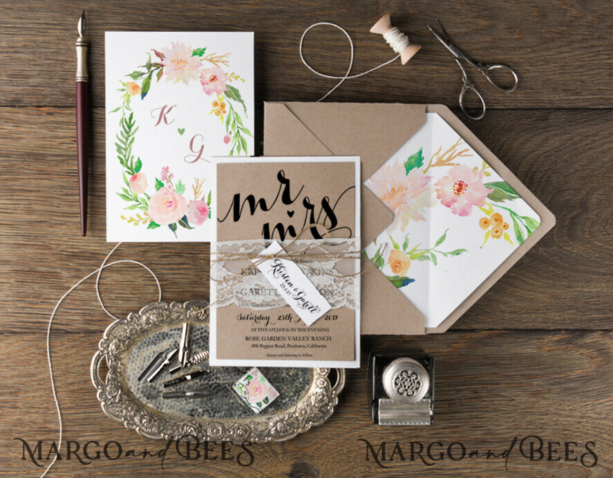 WEDDING INVITATIONS Modern Invites Floral Cards wedding invites botanic