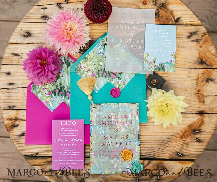 WEDDING INVITATIONS Modern Invites Floral Cards Custom wedding invitation Mexican style blossom floral invites