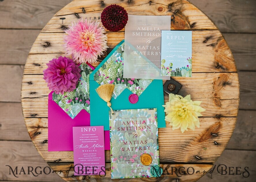 WEDDING INVITATIONS Modern Invites Floral Cards Custom wedding invitation Mexican style blossom floral invites