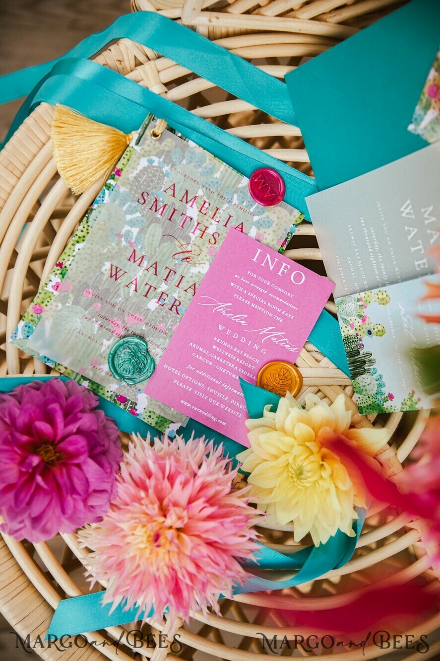 WEDDING INVITATIONS Modern Invites Floral Cards Custom wedding invitation Mexican style blossom floral invites